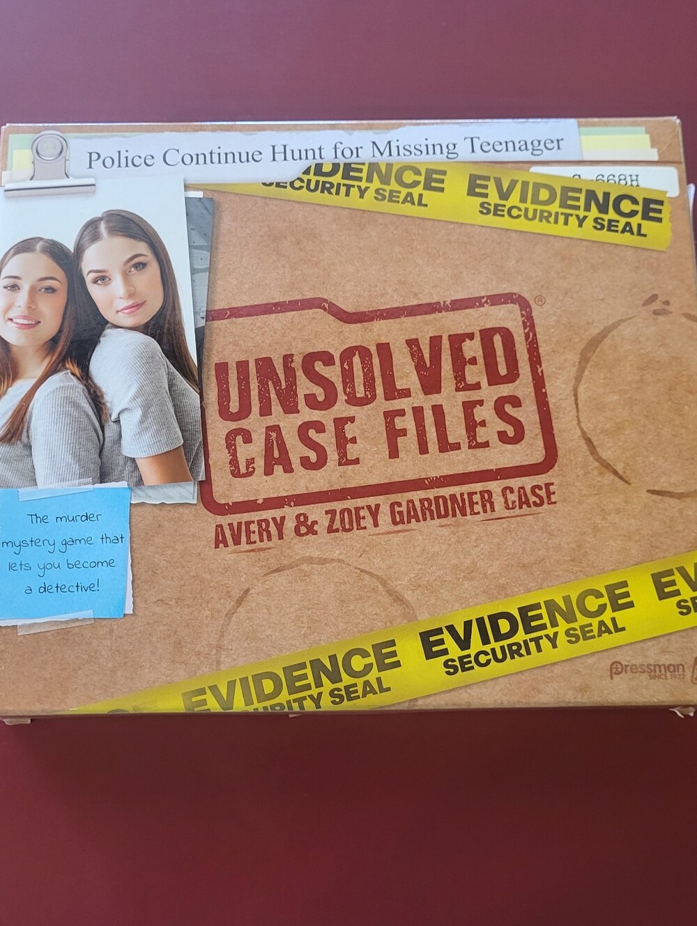Unsolved Cold Case Files Avery & Zoey Gardner Murder Mystery Game